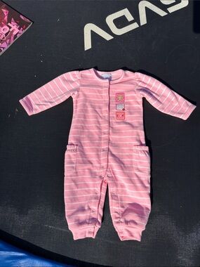 Carter's Pink Striped Long-Sleeve Baby One-Piece Footie with Pockets